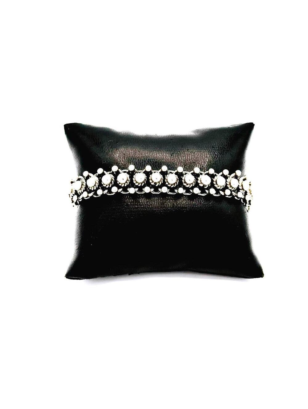 Vintage sterling silver bubble beaded 1 - large row 2 - small rows bracelet;